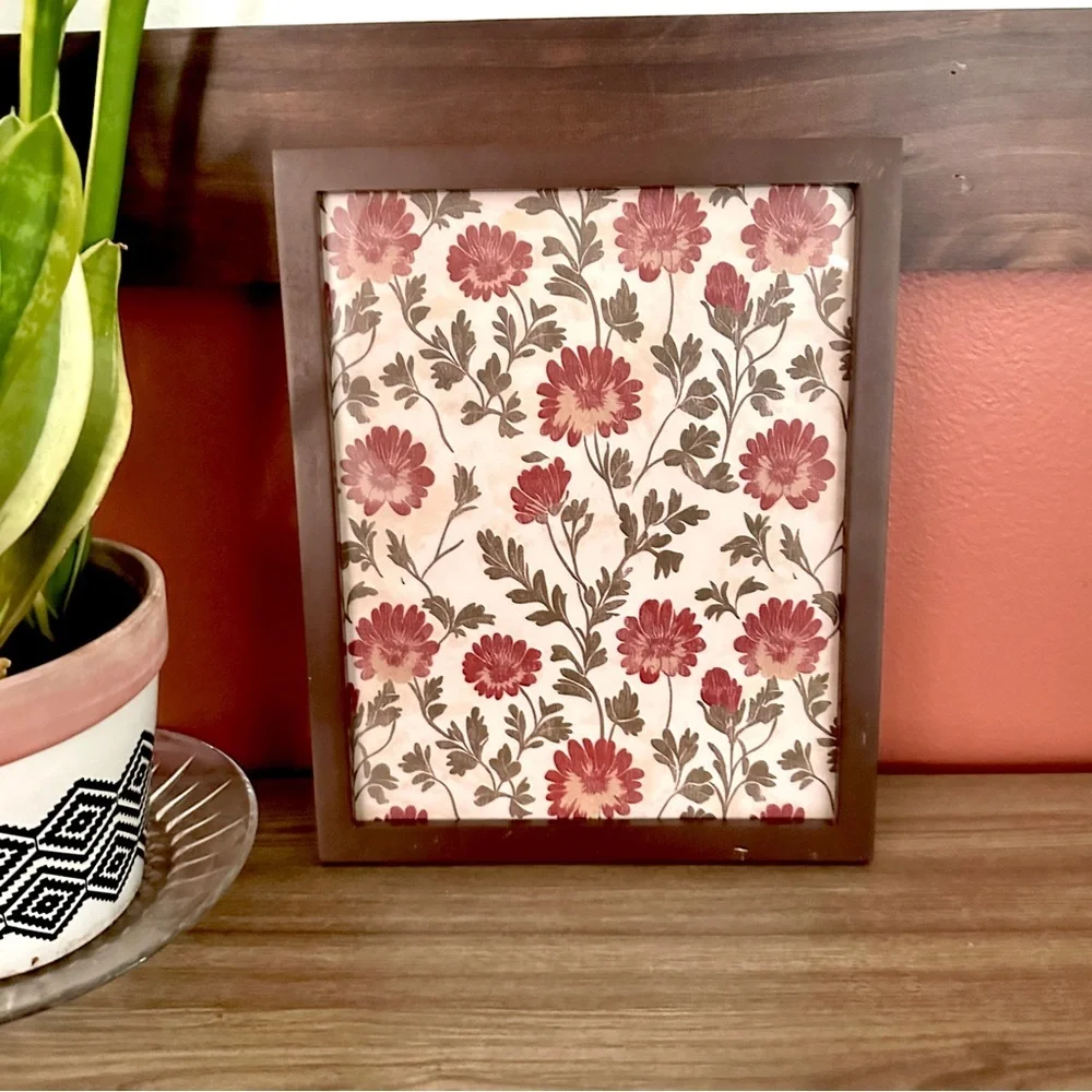 Vintage Style Floral Print Wood Framed Art Canvas Art Print Wall Hanging Flower